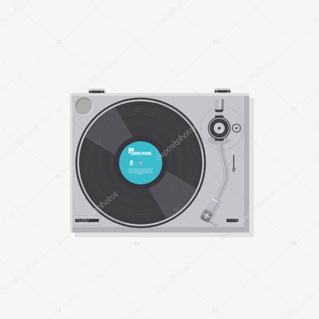 Retro Vinyl player flat vector illustration.