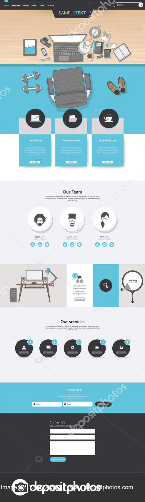 Modèle de site Web moderne d'une page — Image vectorielle Droidworker