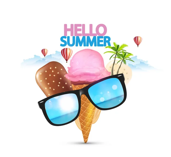 Cartaz de verão de sorvete — Vetor de Stock