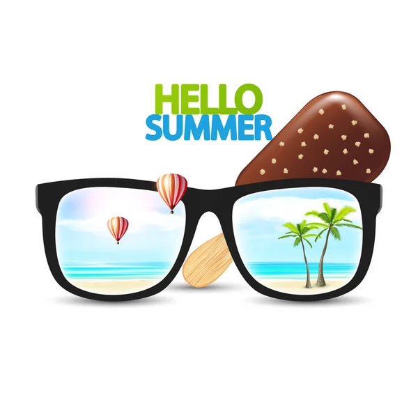 Hello nyári poszter szemüvegek — Stock Vector