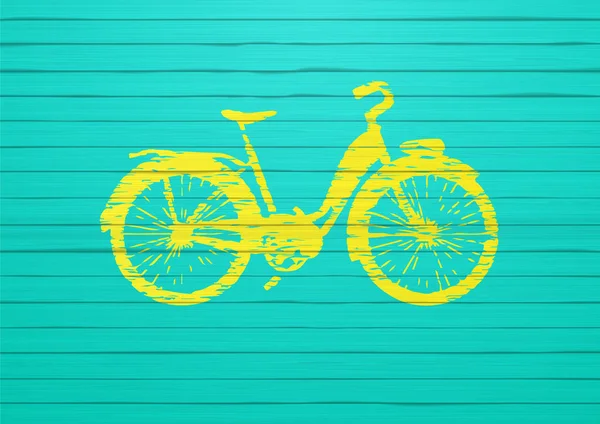 木の板に塗られた自転車 — ストックベクタ
