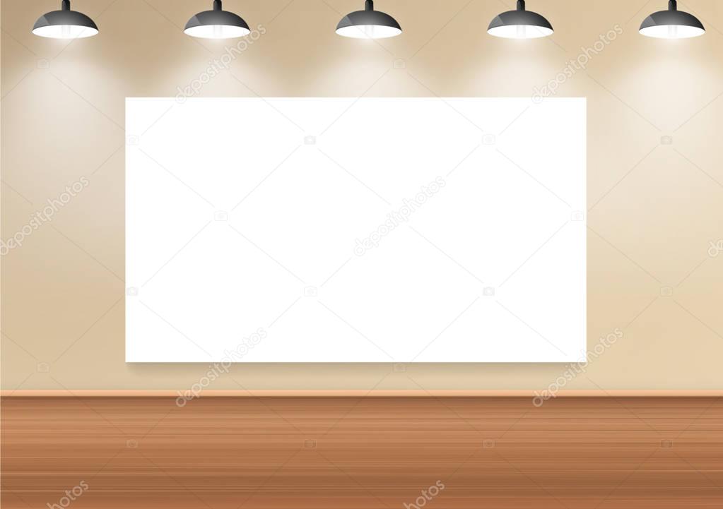 blank white board on stage for presentation