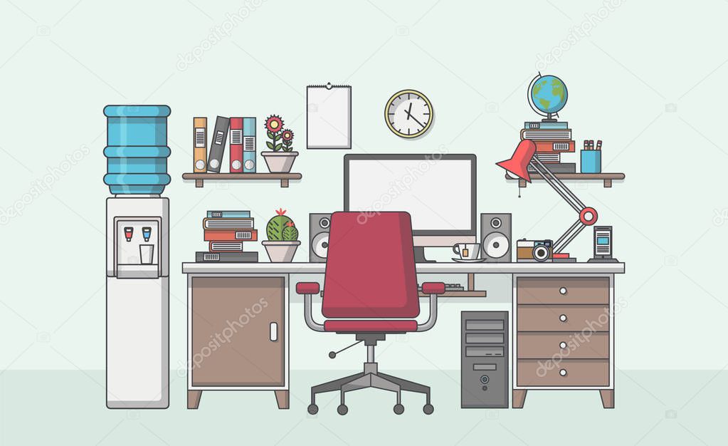 modern workplace in room.