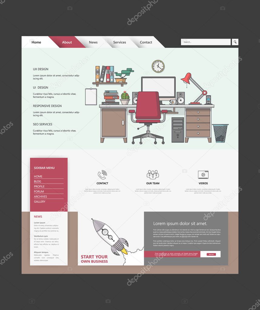 Website Template with modern work place