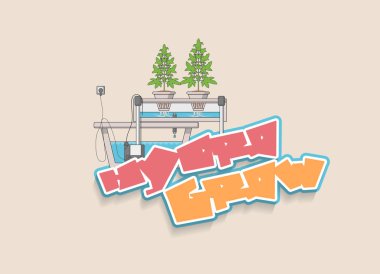 hydroponic system and growing plants clipart