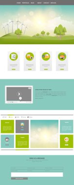 Yeşil çayır üzerinde rüzgar türbinleri