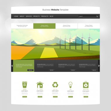 Yeşil çayır üzerinde rüzgar türbinleri