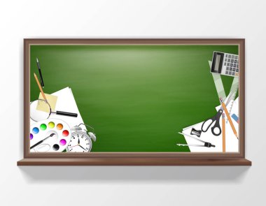 Tahta ve okul malzemeleri