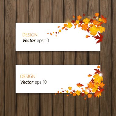 sonbahar yaprakları ile süslenmiş beyaz afiş