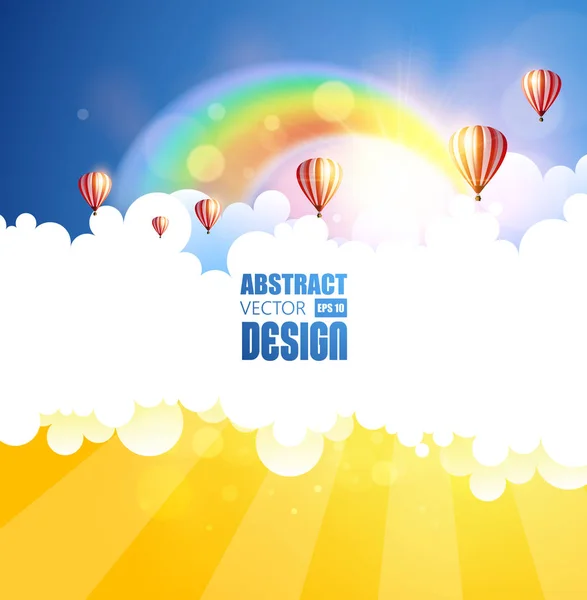 气球和明亮的彩虹 — 图库矢量图片