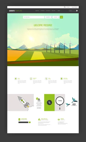 Turbinas eólicas en prado verde — Vector de stock