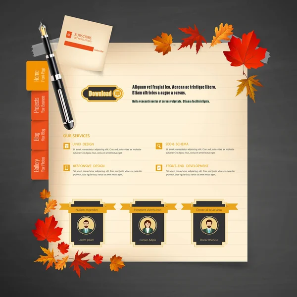 Krásná podzimní design webových stránek — Stockový vektor