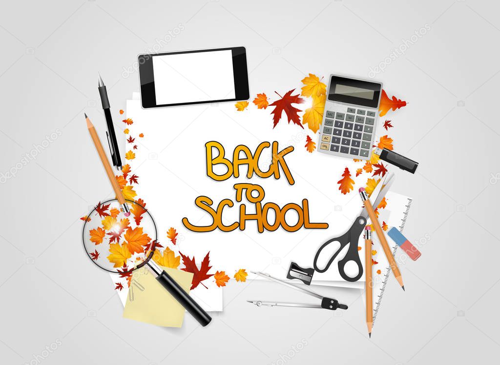 Back to School text on paper and stationery