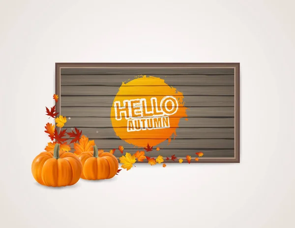 Hola bandera de otoño — Vector de stock