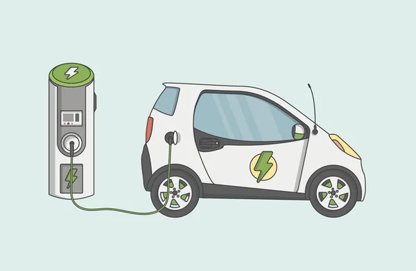 Plantilla de folleto con vehículo eléctrico — Vector de stock