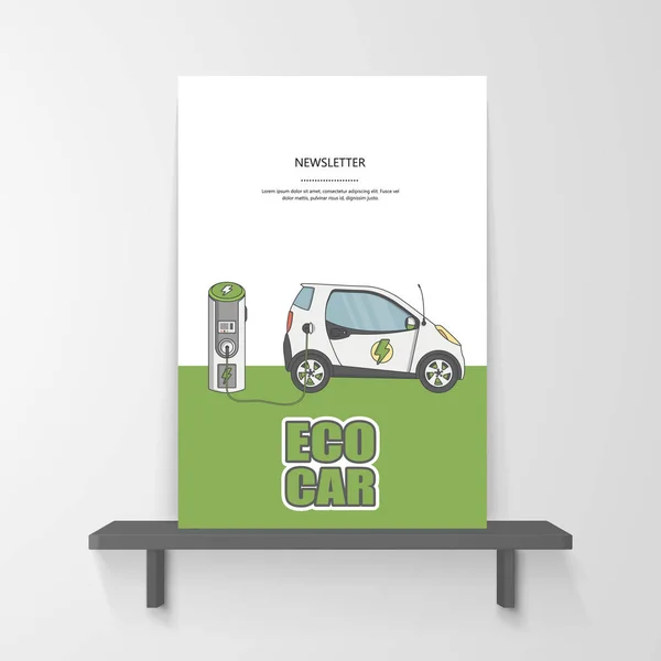 Sjabloon voor brochure met electrocar voertuig — Stockvector