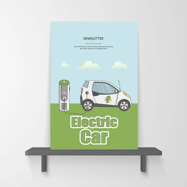 Sjabloon voor brochure met electrocar voertuig — Stockvector