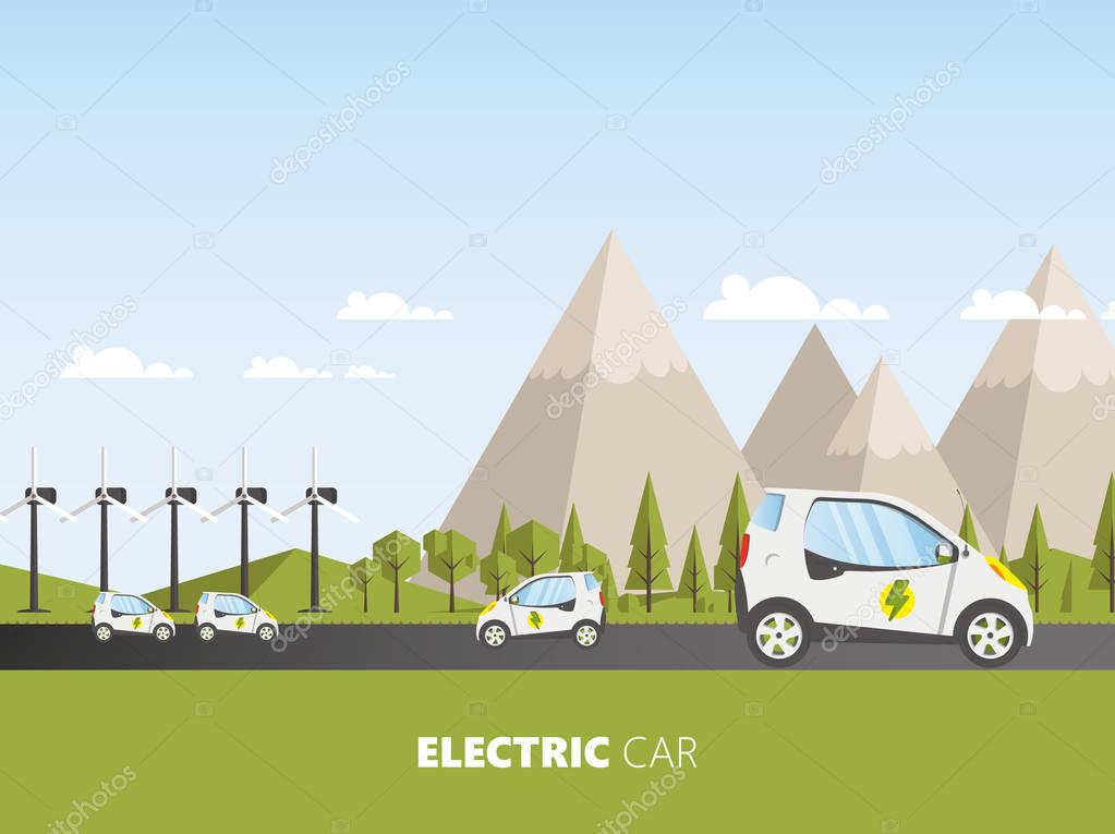 template of website with electrocars vehicles