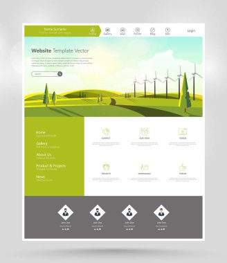 Web sitesi şablonu ve yatay başlık 