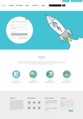 düz tasarım stili Web sitesi şablonu 