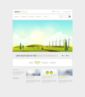 Web sitesi şablonu ve rüzgar türbinleri üstbilgisiyle manzara