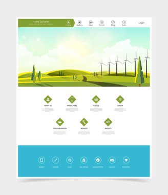 Web sitesi şablonu ve yatay başlık 