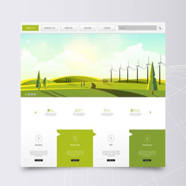 Web sitesi şablonu ve yatay başlık 