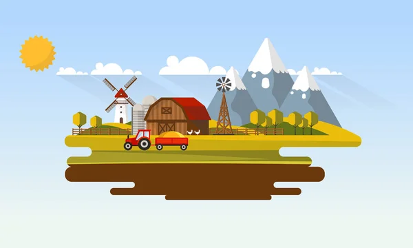 Paysage rural agricole — Image vectorielle