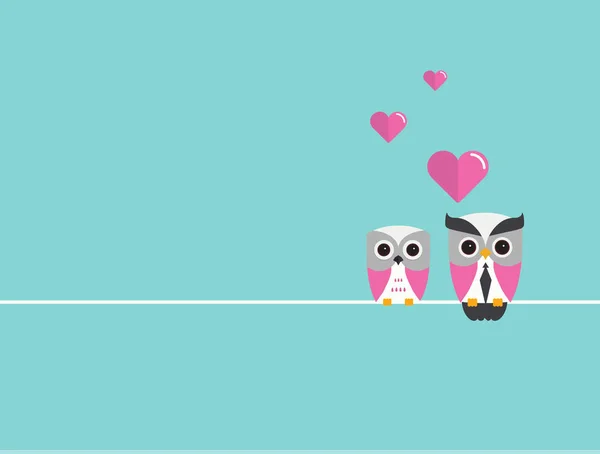 Owls in Love Minimal Background — Stock Vector