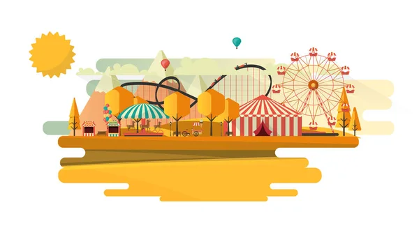 Amusement park at autumn — Stock Vector