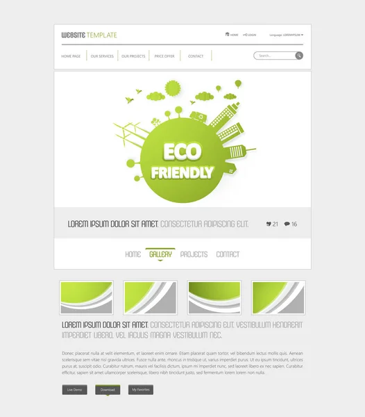 Eco amigable página web — Vector de stock