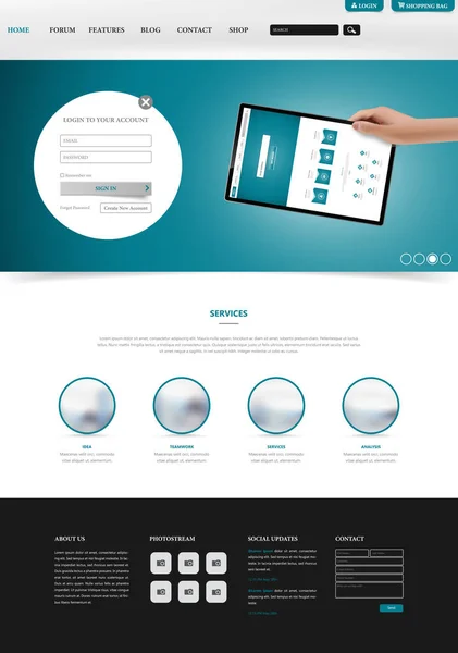 Clean Modern Website Interface Template — Stock Vector