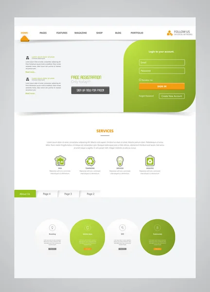 Modello di design del sito web di una pagina — Vettoriale Stock