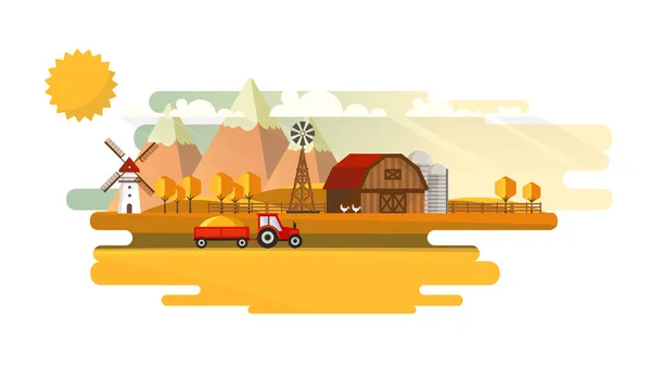 Paysage agricole de campagne . — Image vectorielle