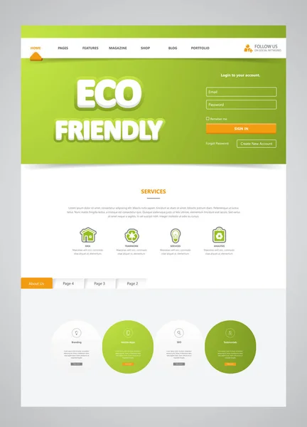 Eco site de página amigável — Vetor de Stock