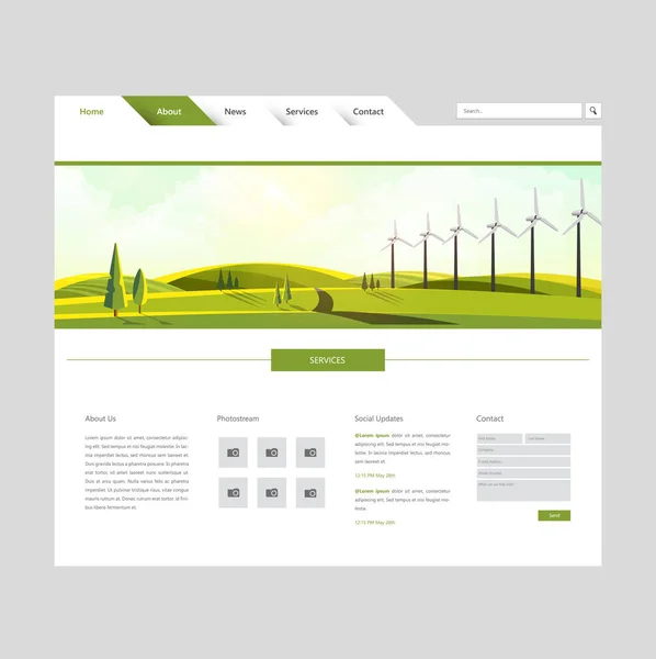 Sito web Template and Landscape Header — Vettoriale Stock
