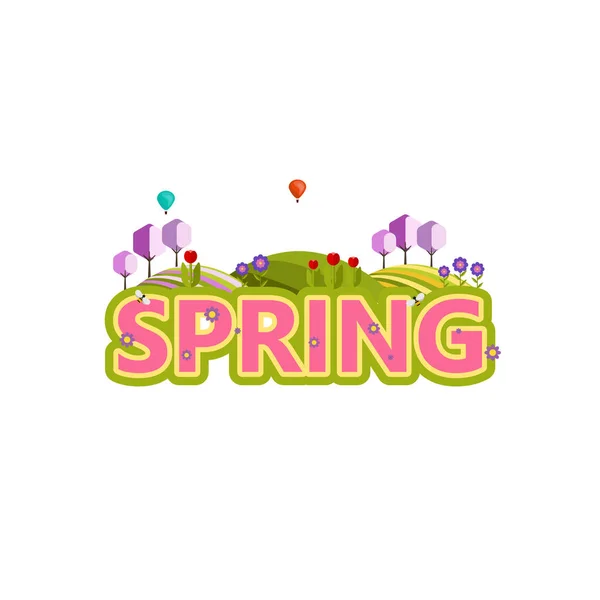 Abstrato colorido "Primavera" Lettering —  Vetores de Stock