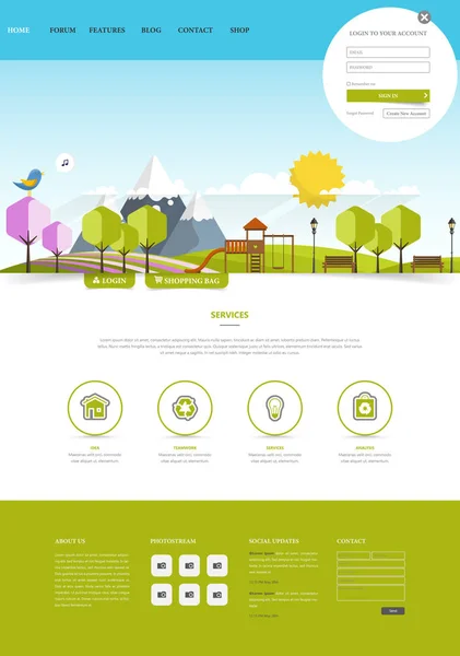 Verde colorido Eco página web plantilla — Vector de stock