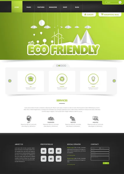 Eco přátelské stránky webové stránky — Stockový vektor