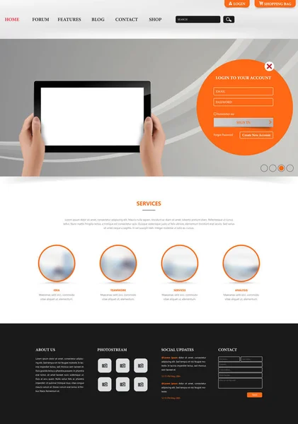 Modèle d'interface de site Web moderne propre — Image vectorielle