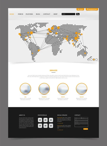 Plantilla de diseño web de una página — Vector de stock