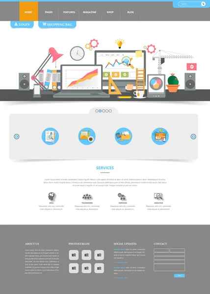 Plantilla de interfaz de sitio web moderna limpia — Vector de stock