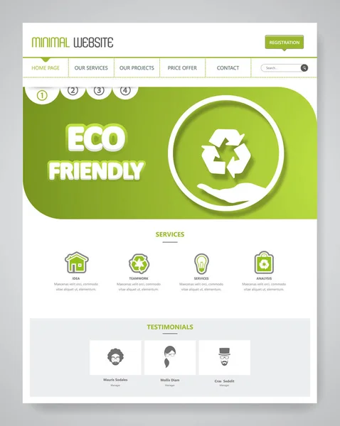 Eco sida webbplats mall — Stock vektor