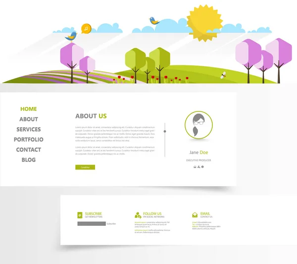 丰富多彩的绿色生态网站模板 — 图库矢量图片