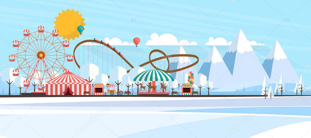 amusement park at daytime in winter