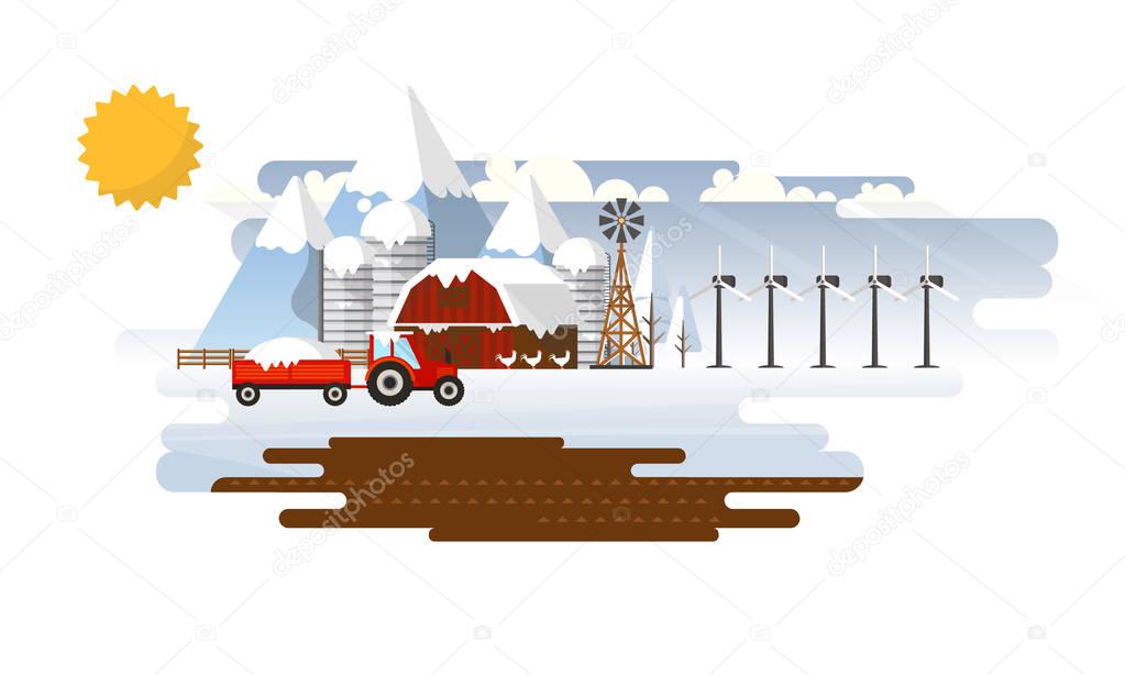 Winter Farmland Landscape