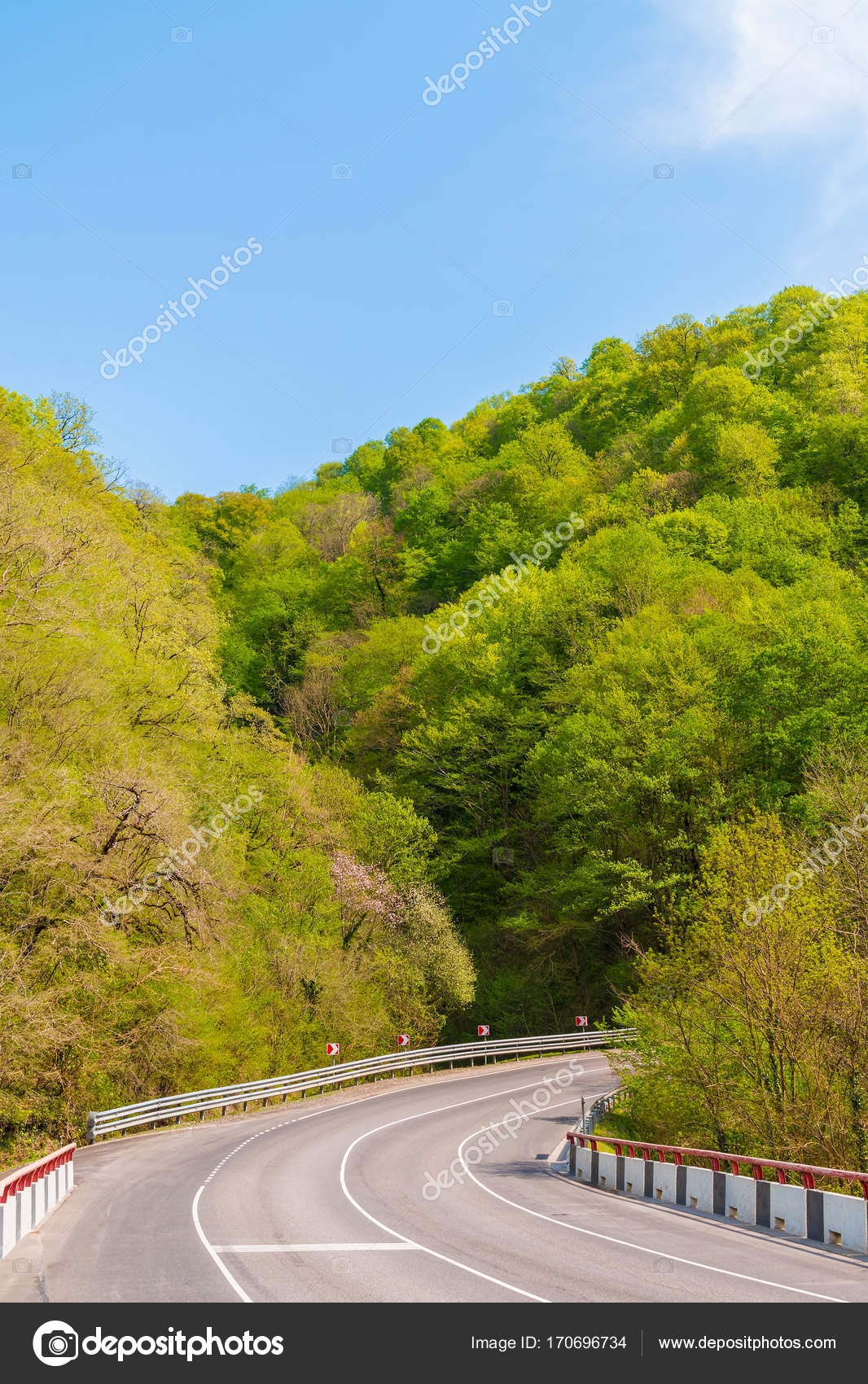 Hairpin Turn On Background Of Mountains Stock Photo C Drverner