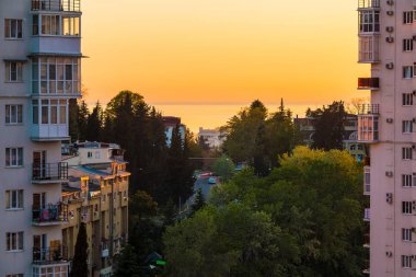 Gün batımında, Rusya Sochi havadan görünümü