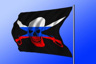 Korsan bayrağı sallayarak Rus bayrağı ile kombine