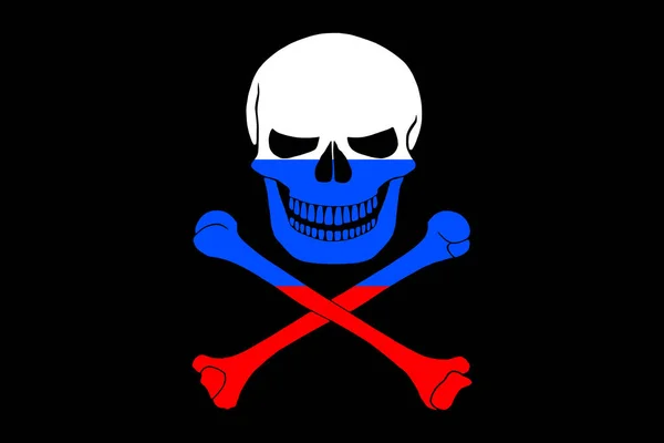 Bandeira do pirata combinada com bandeira russa — Fotografia de Stock
